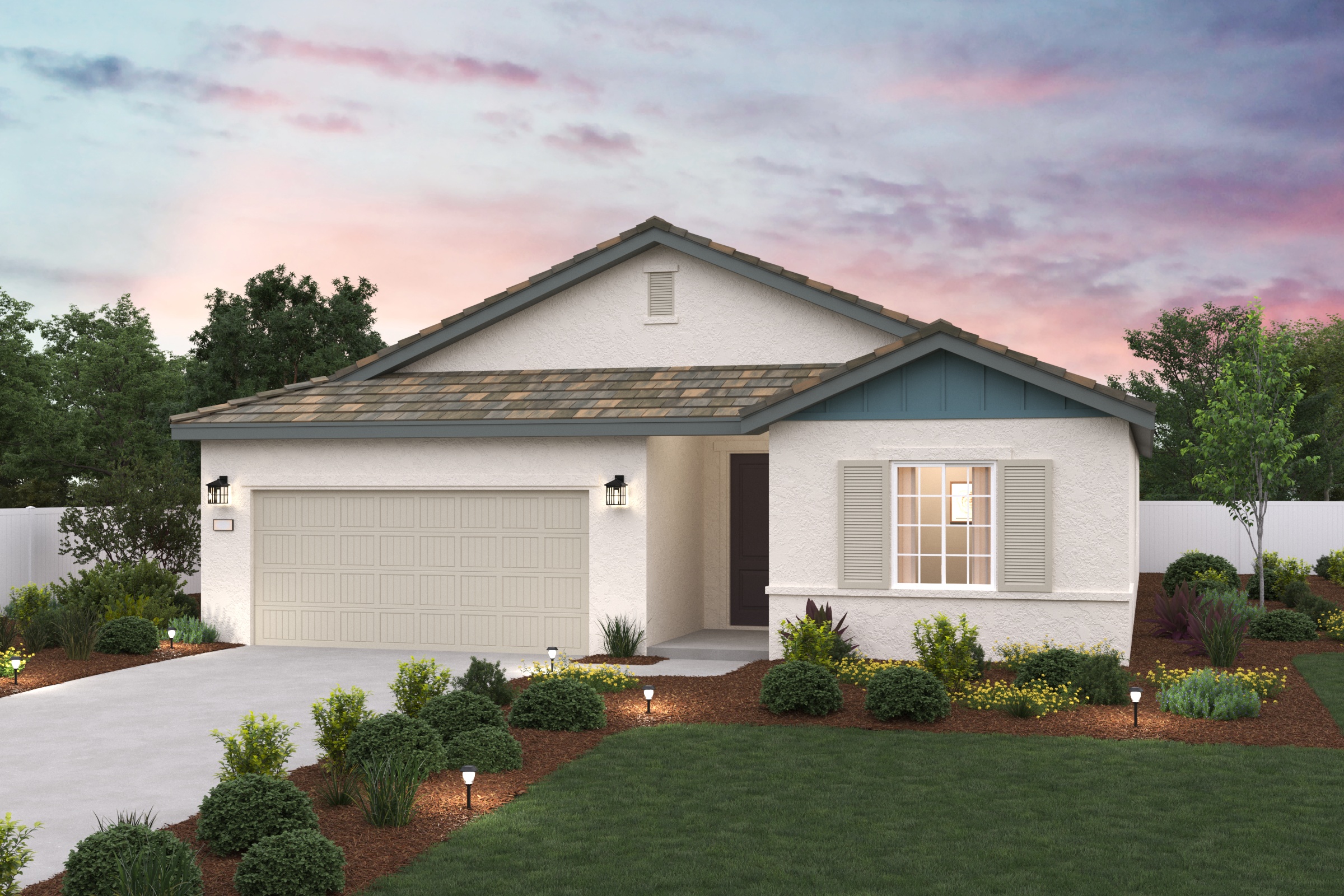 A house with a driveway with American Gothic House in the background.