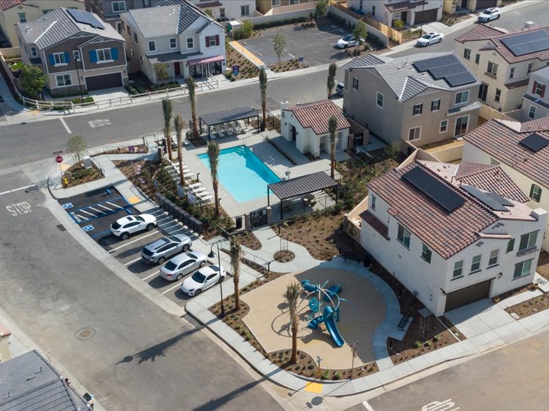 Aerial view of a town.