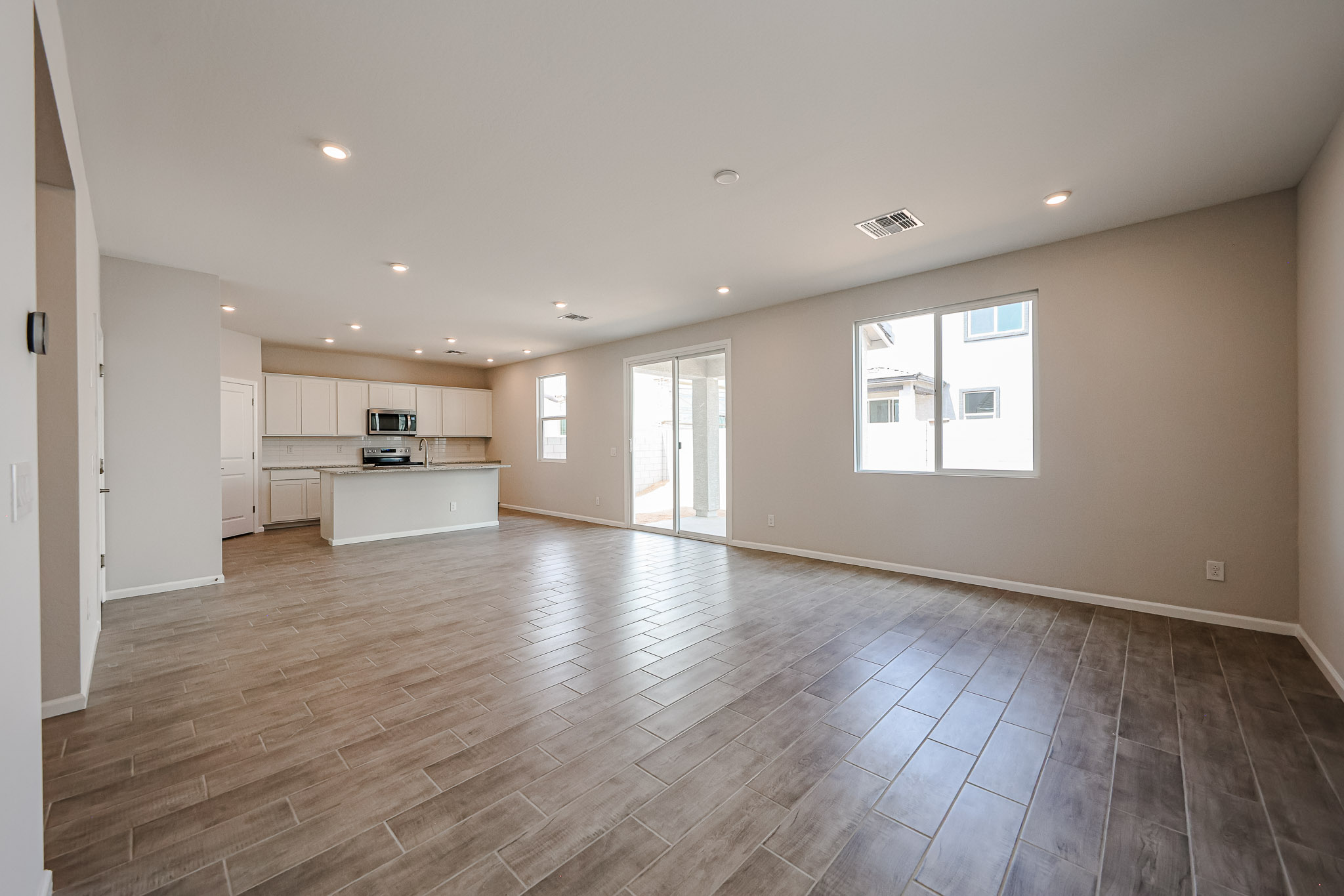 A large empty living room.