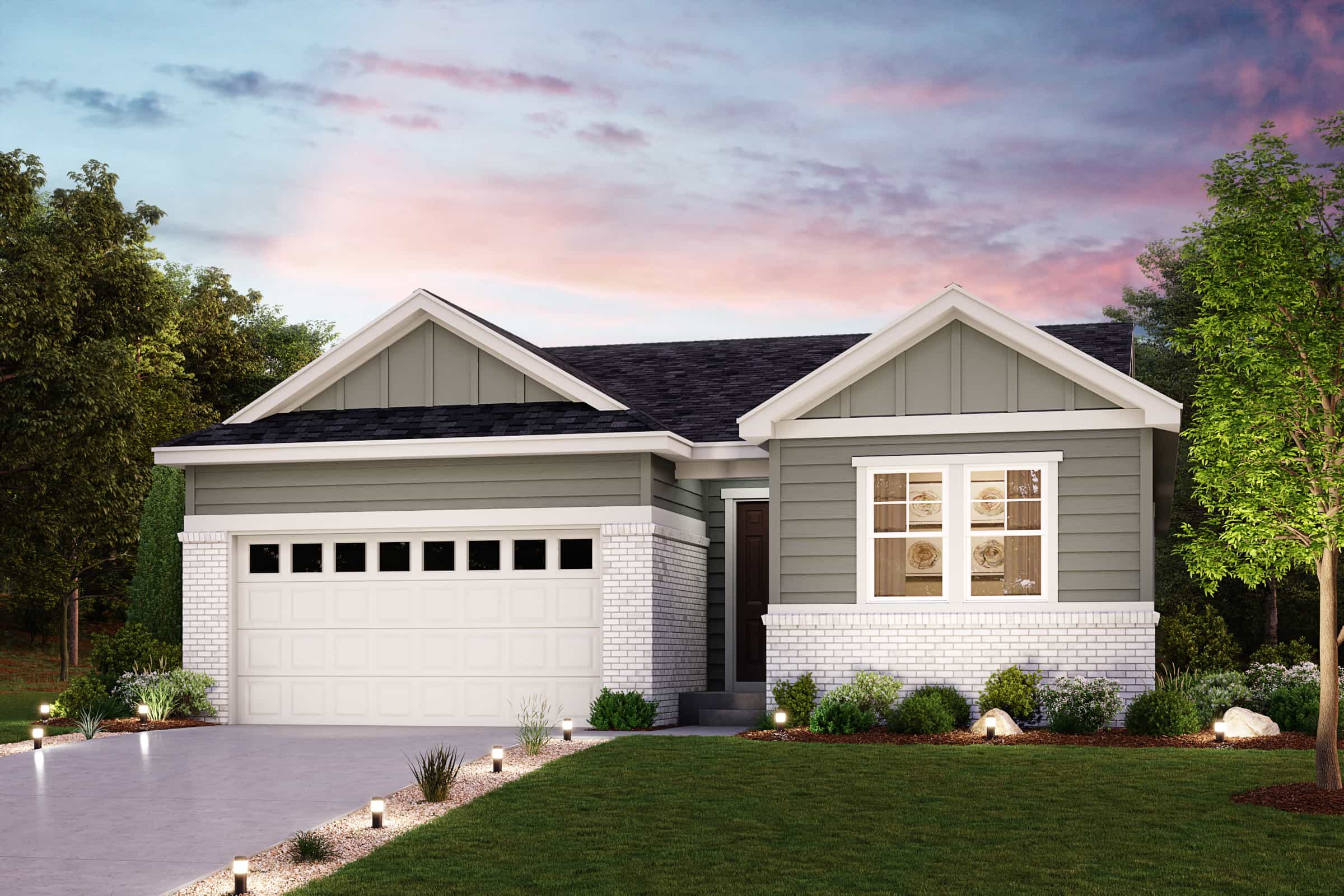 A house with a large front yard.