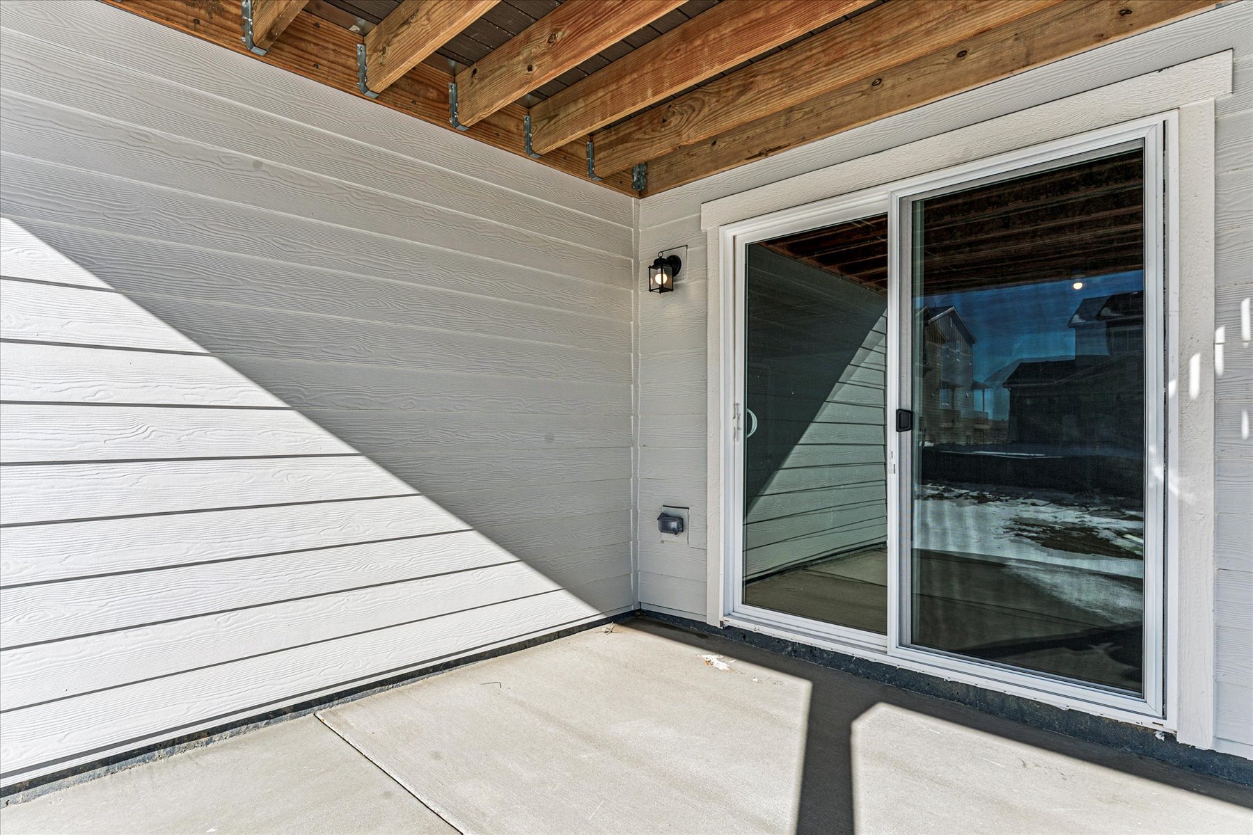 A white door with a glass window.