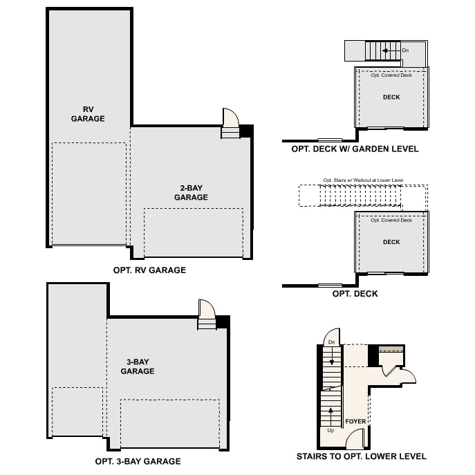 Diagram, engineering drawing. Ontario Floorplan, Main Level Options