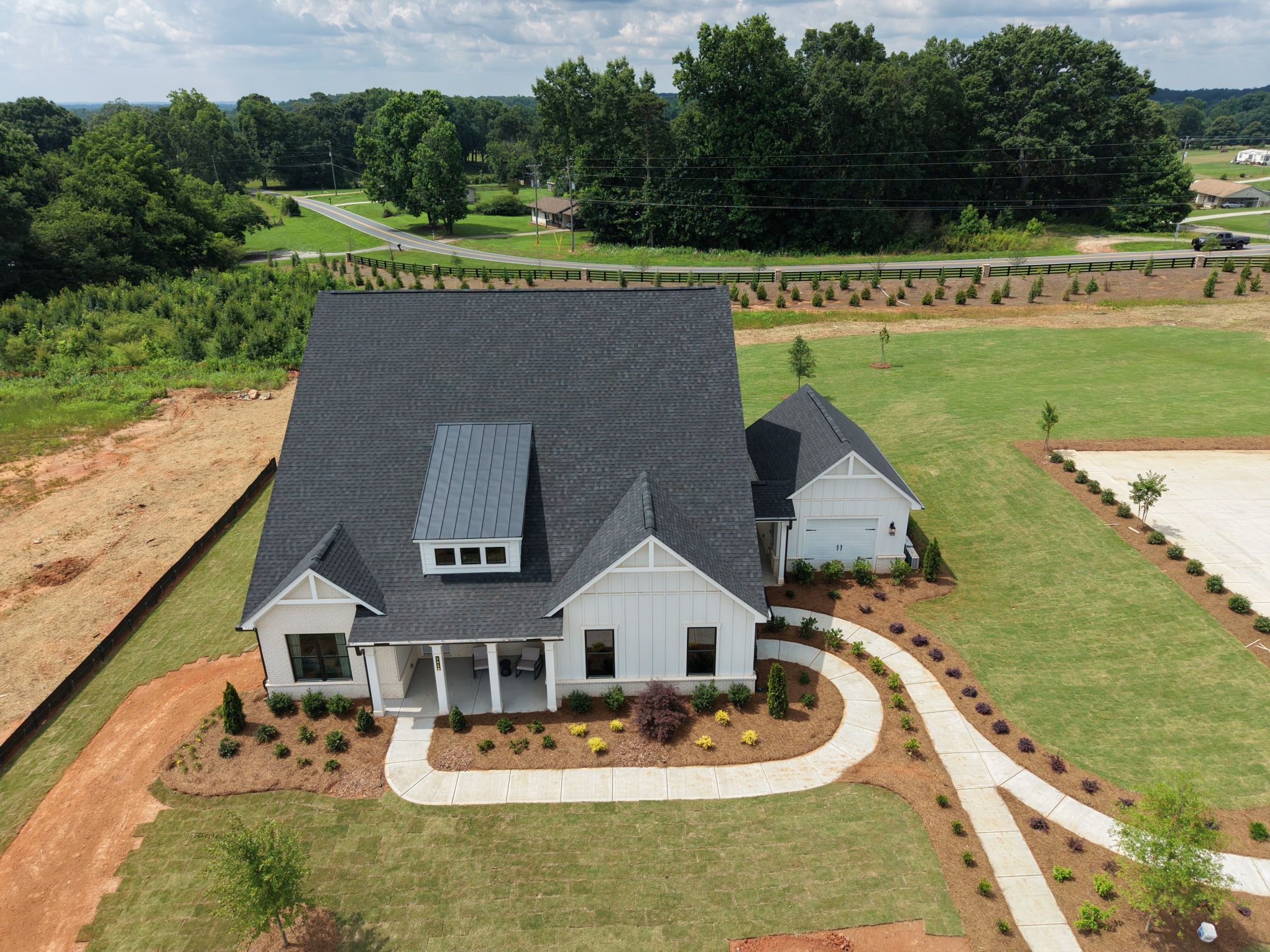 A house with a solar panel.