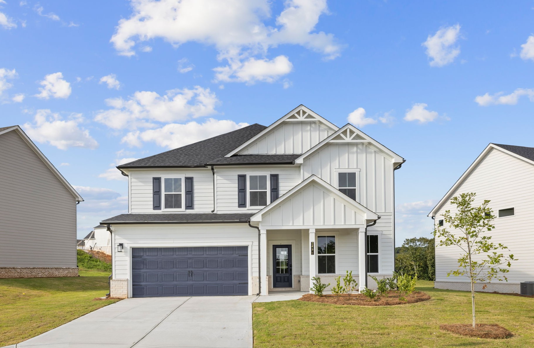 A house with a garage.