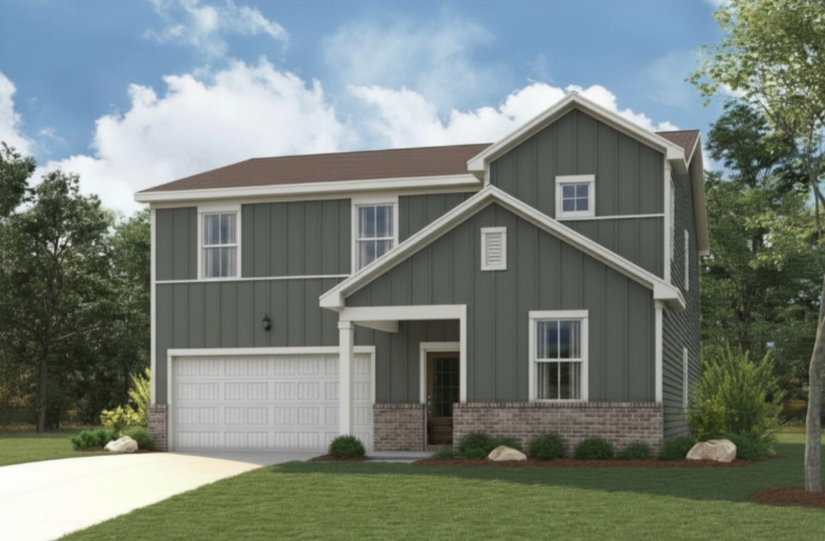 A house with a garage.
