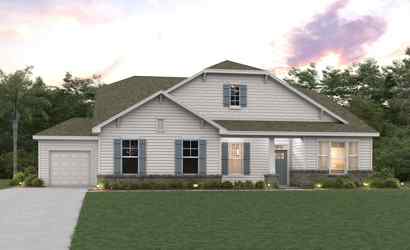 A house with a lawn in front.