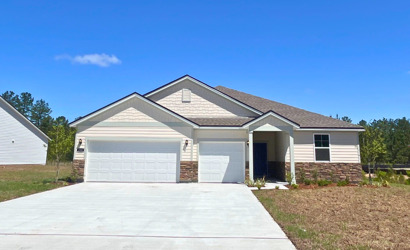 A house with a garage.
