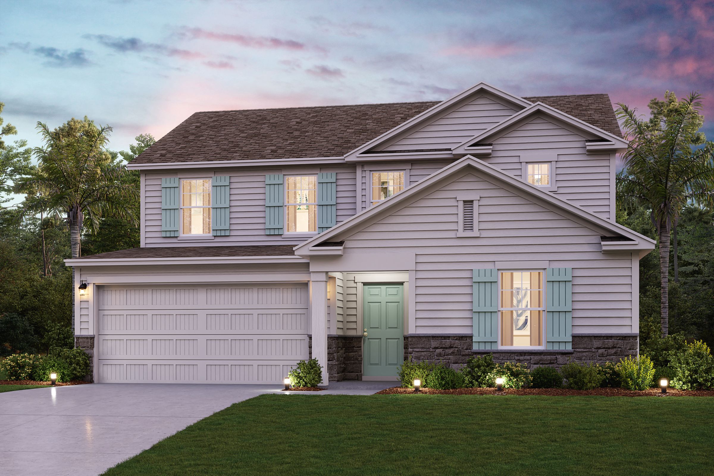 A house with a garage.