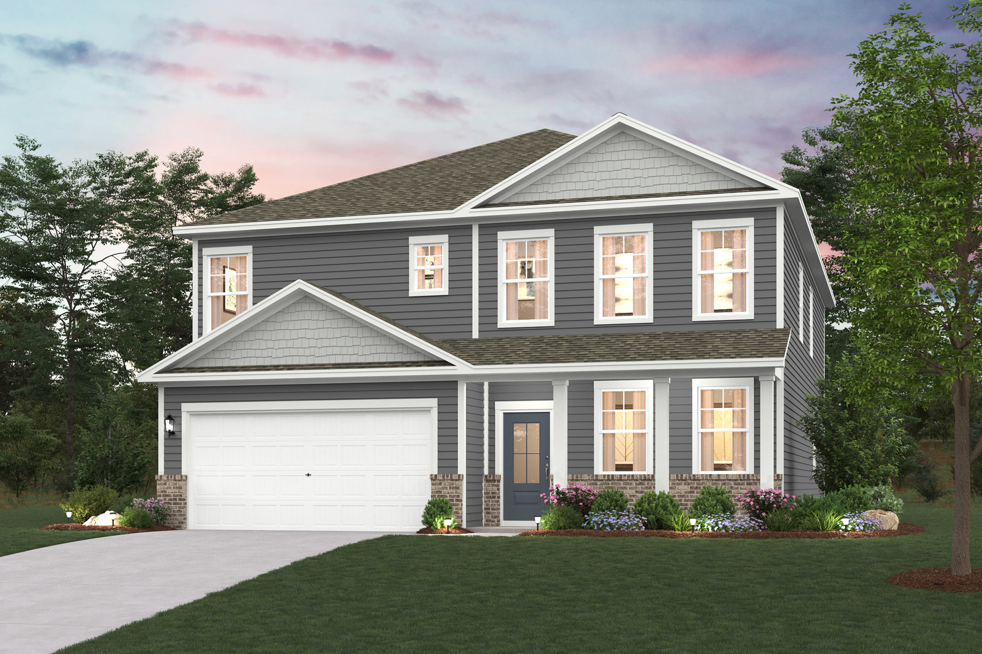 A house with a garage.