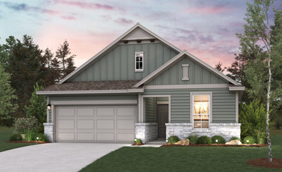 A house with a garage with American Gothic House in the background.