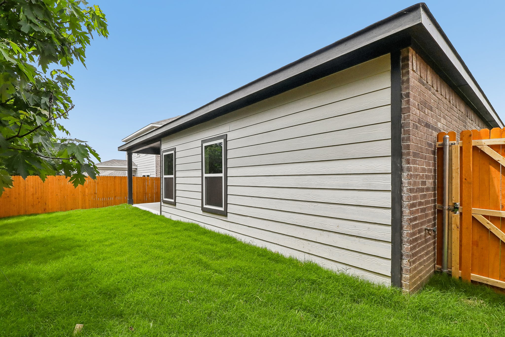 A house with a fence.
