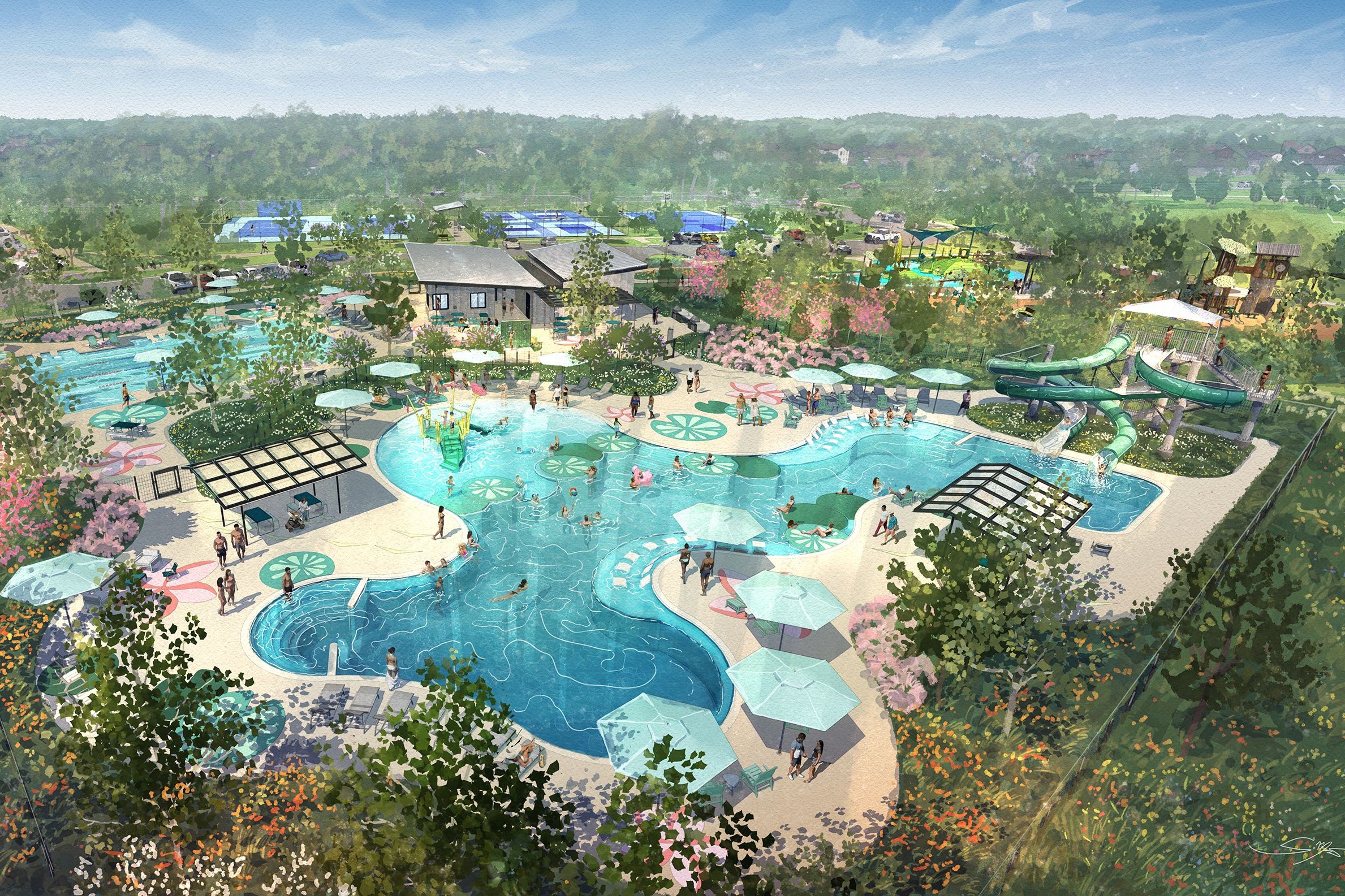 A large swimming pool.