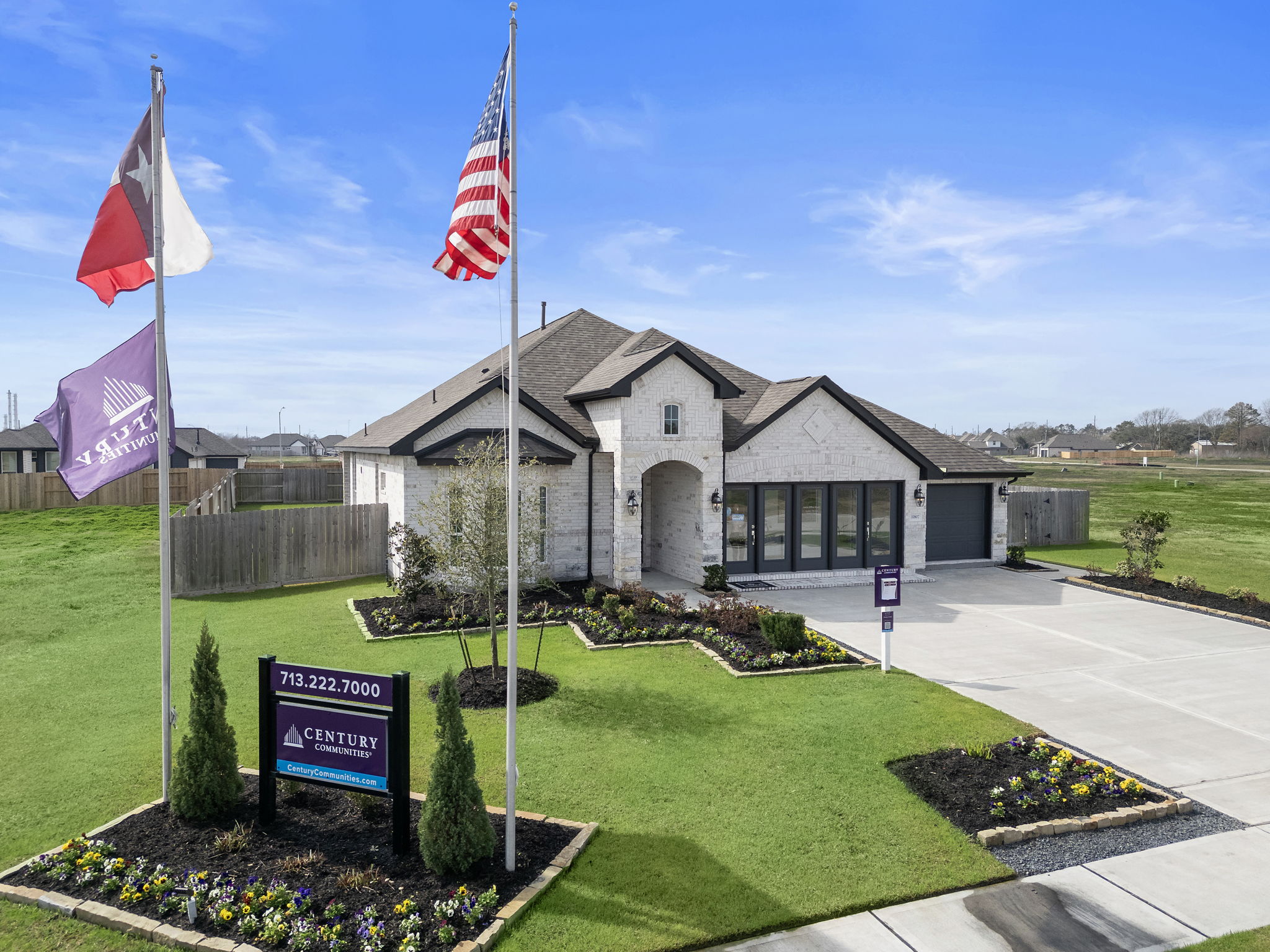 A building with flags in front of it.