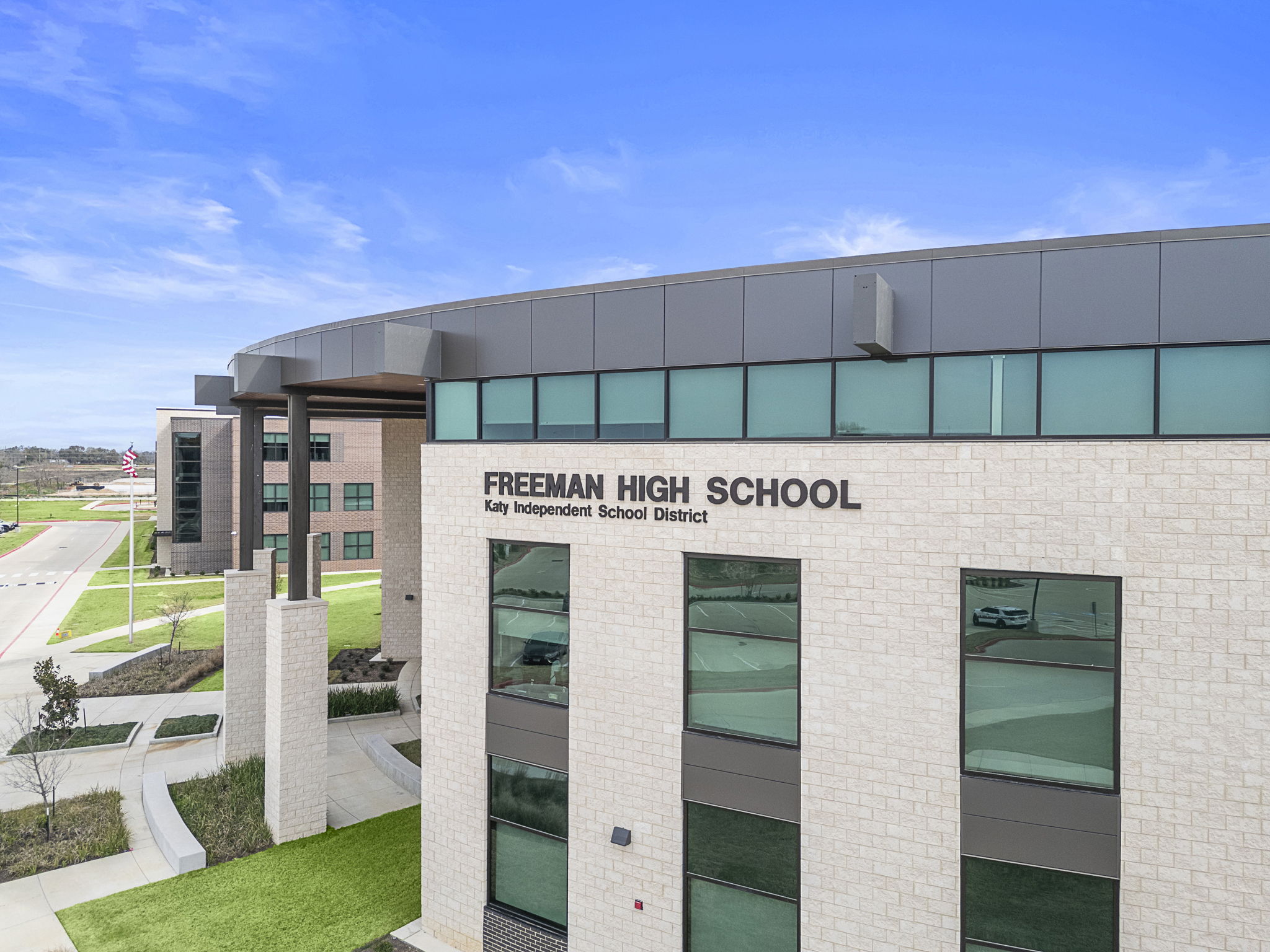 A building with glass windows.