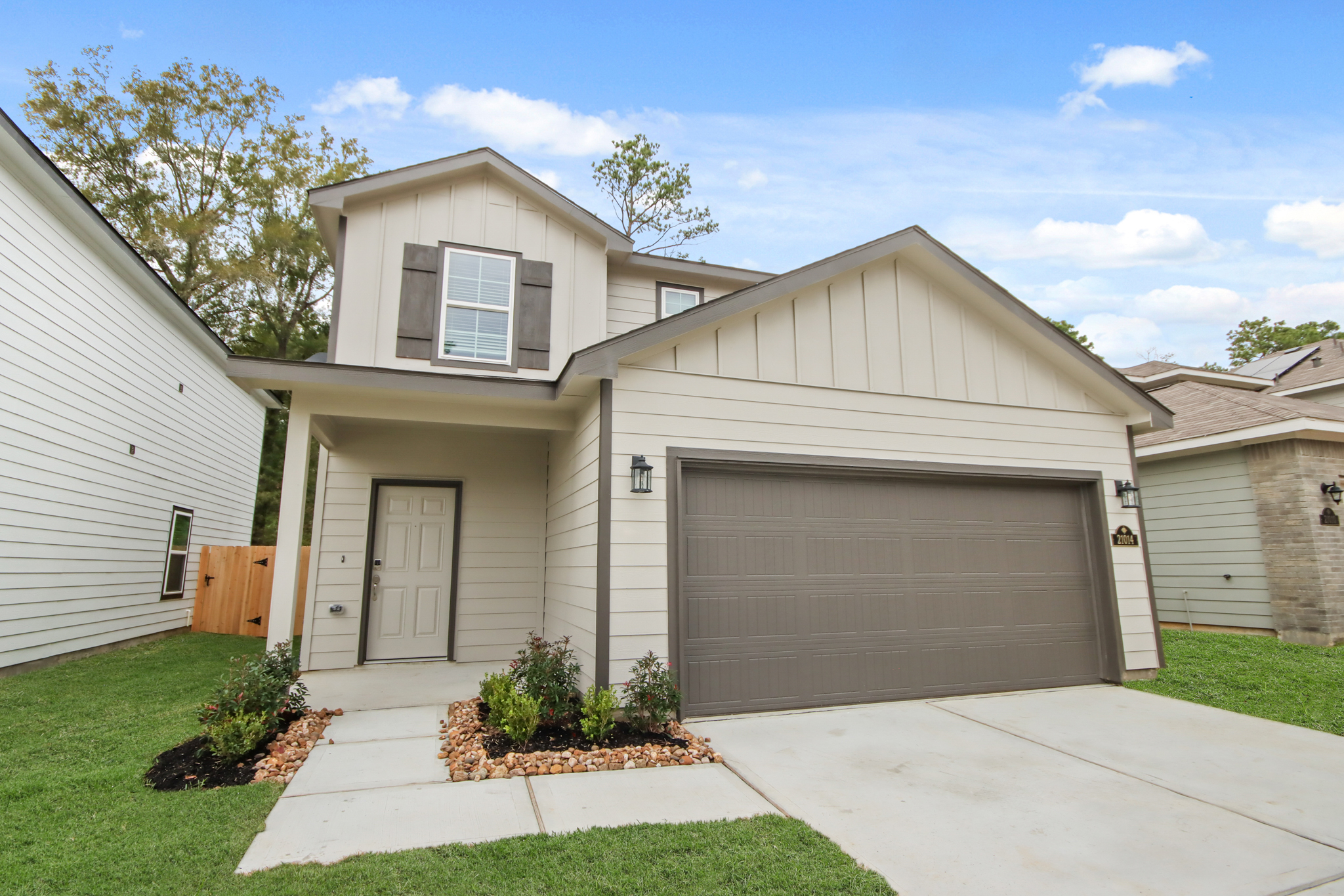 A house with a garage.