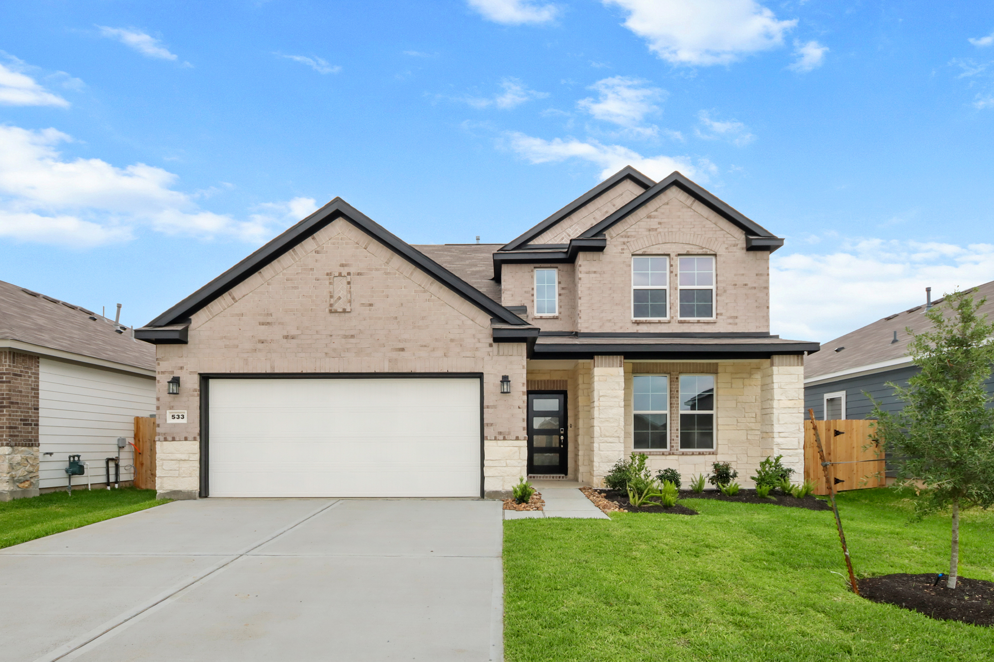 A house with a garage.