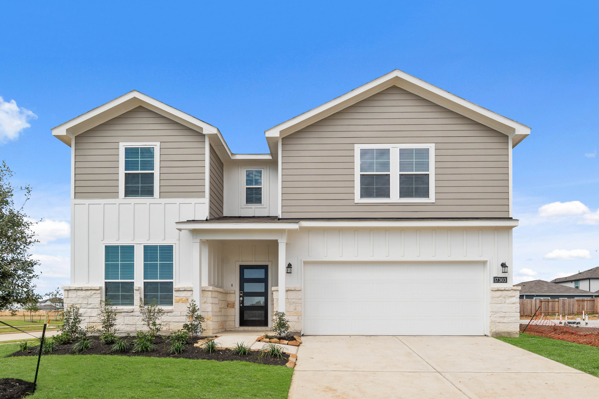A house with a garage.
