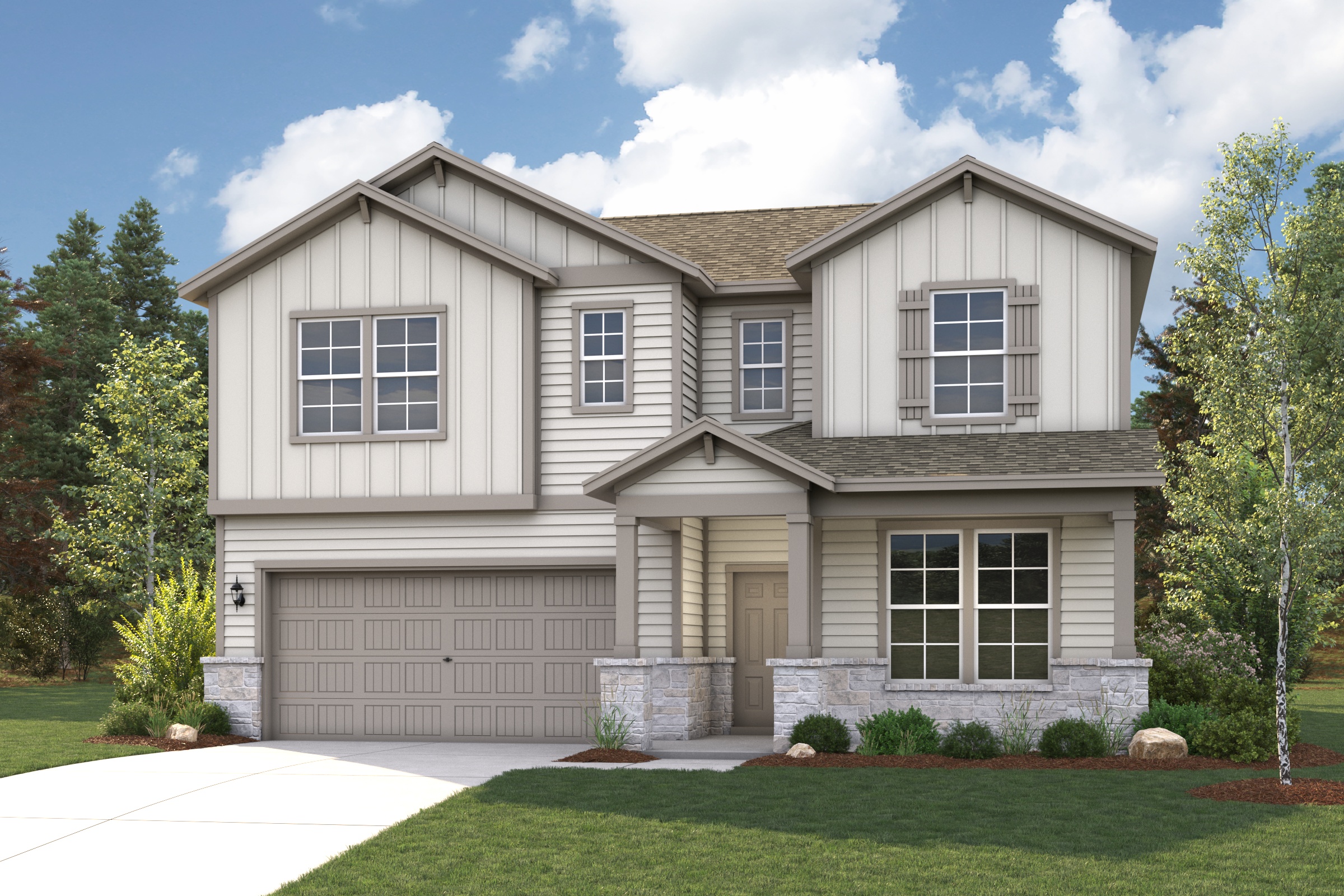 A house with a garage.