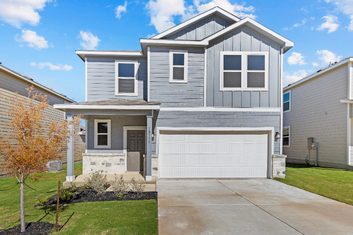 A house with a garage.