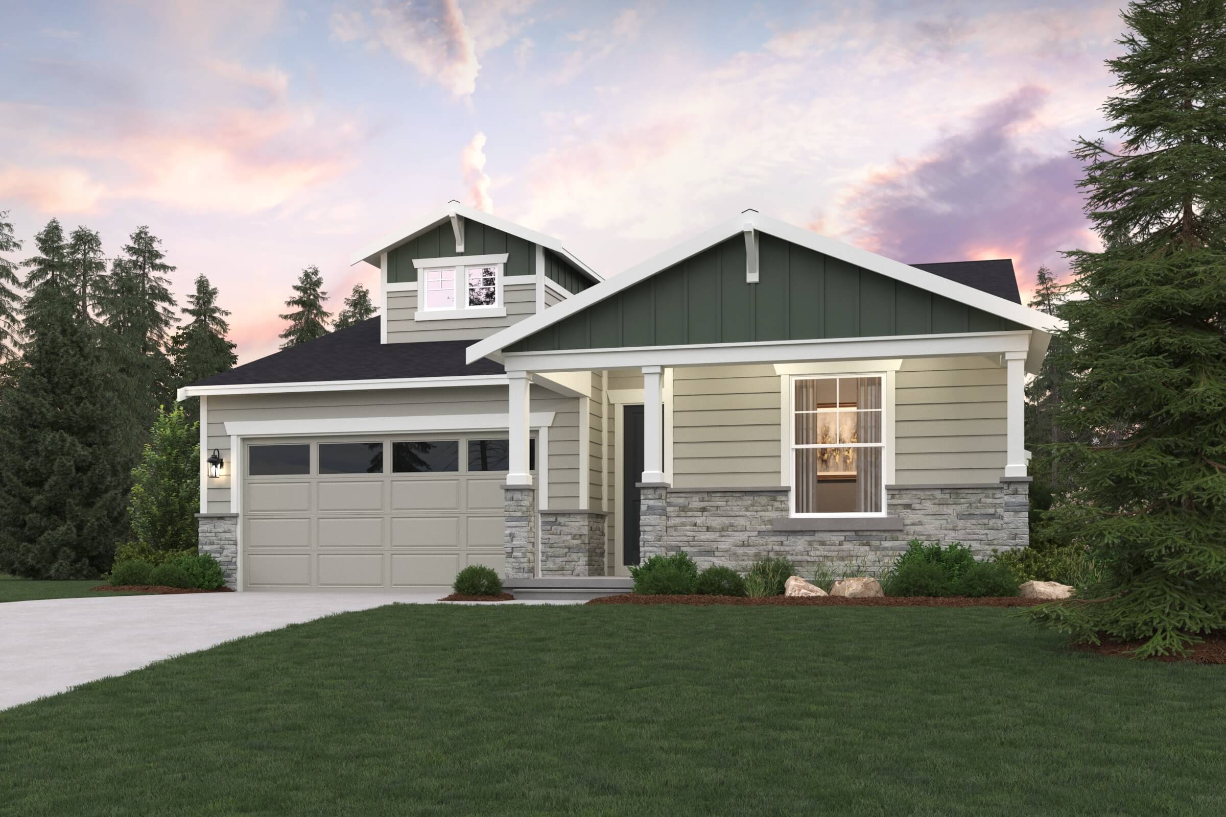 A house with a lawn in front of it.