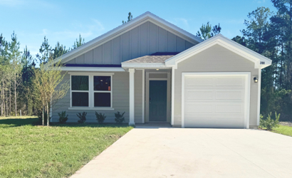 A house with a garage.