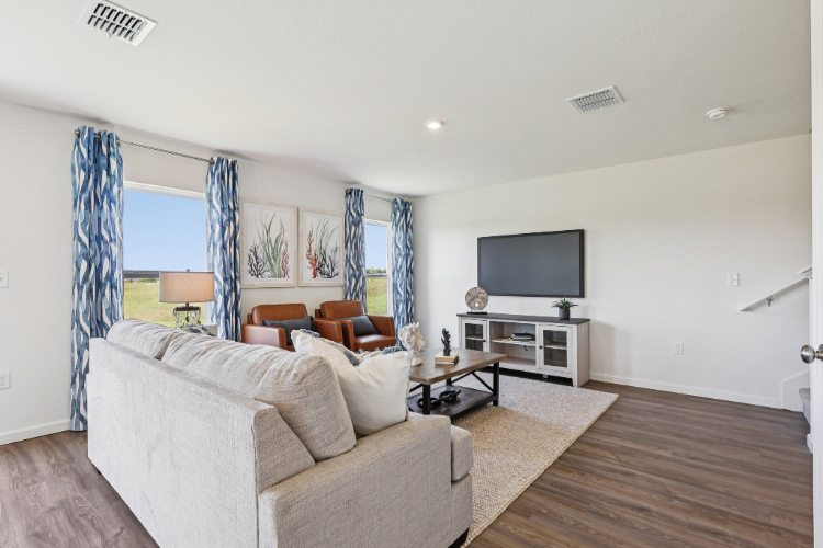 A living room with a tv and couches.