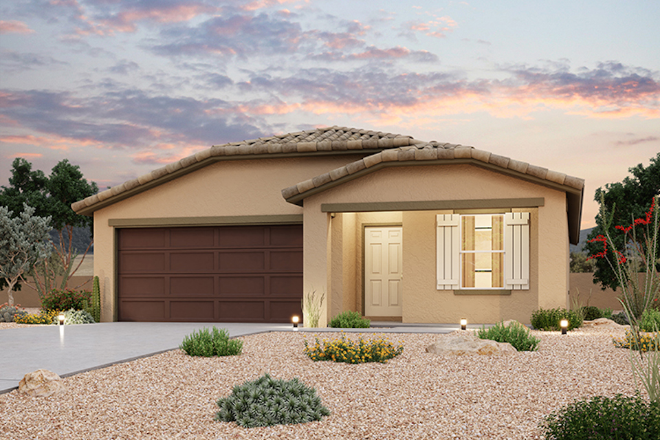 A house with a garage.