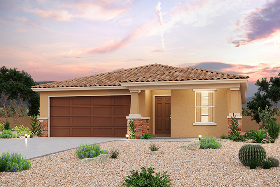 A house with a garage and a driveway.