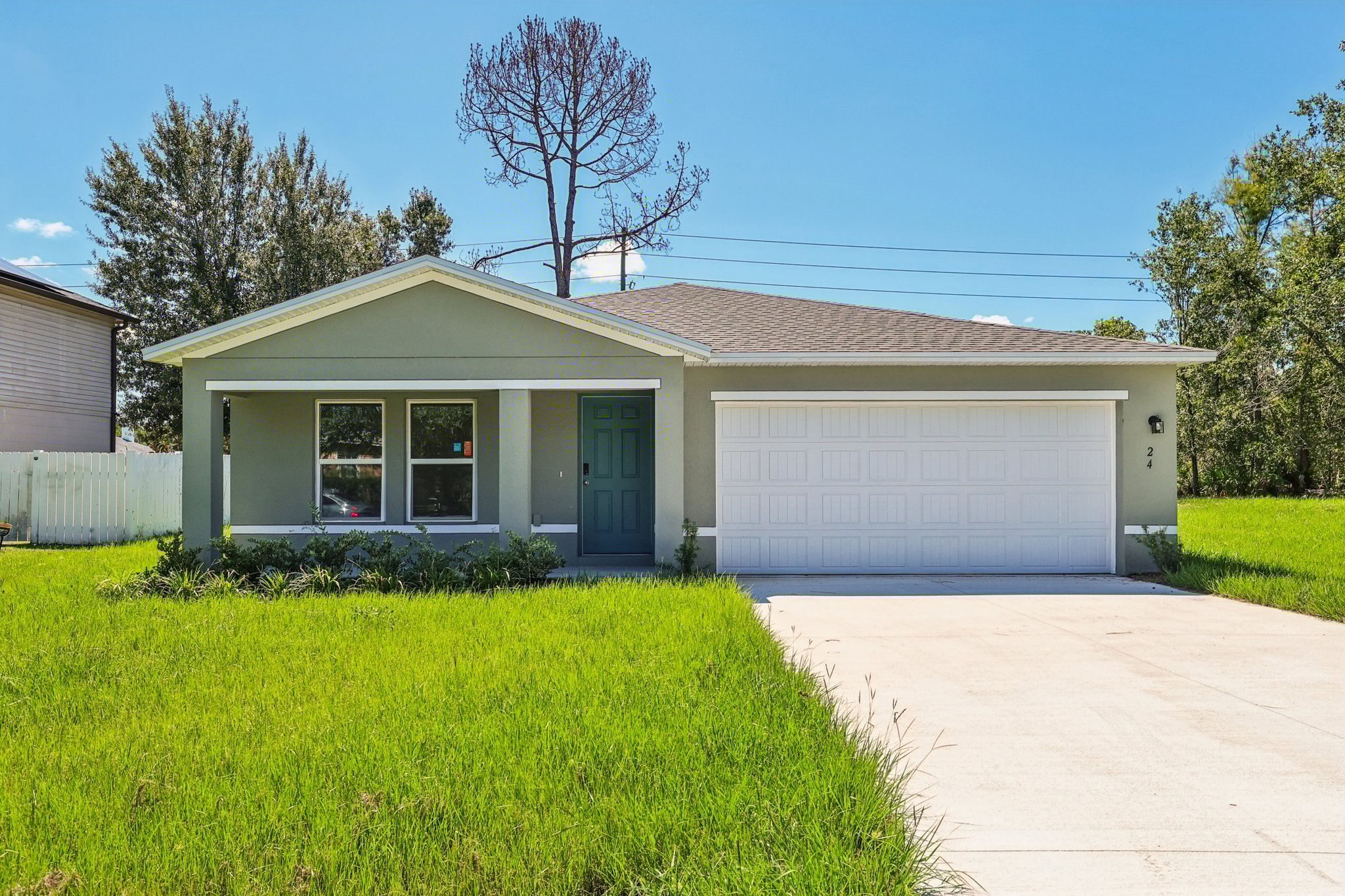 A house with a garage.