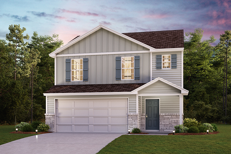 A house with a garage.