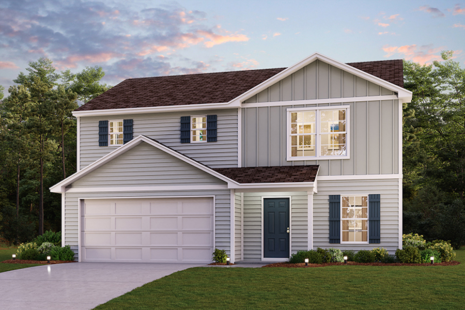 A house with a garage.