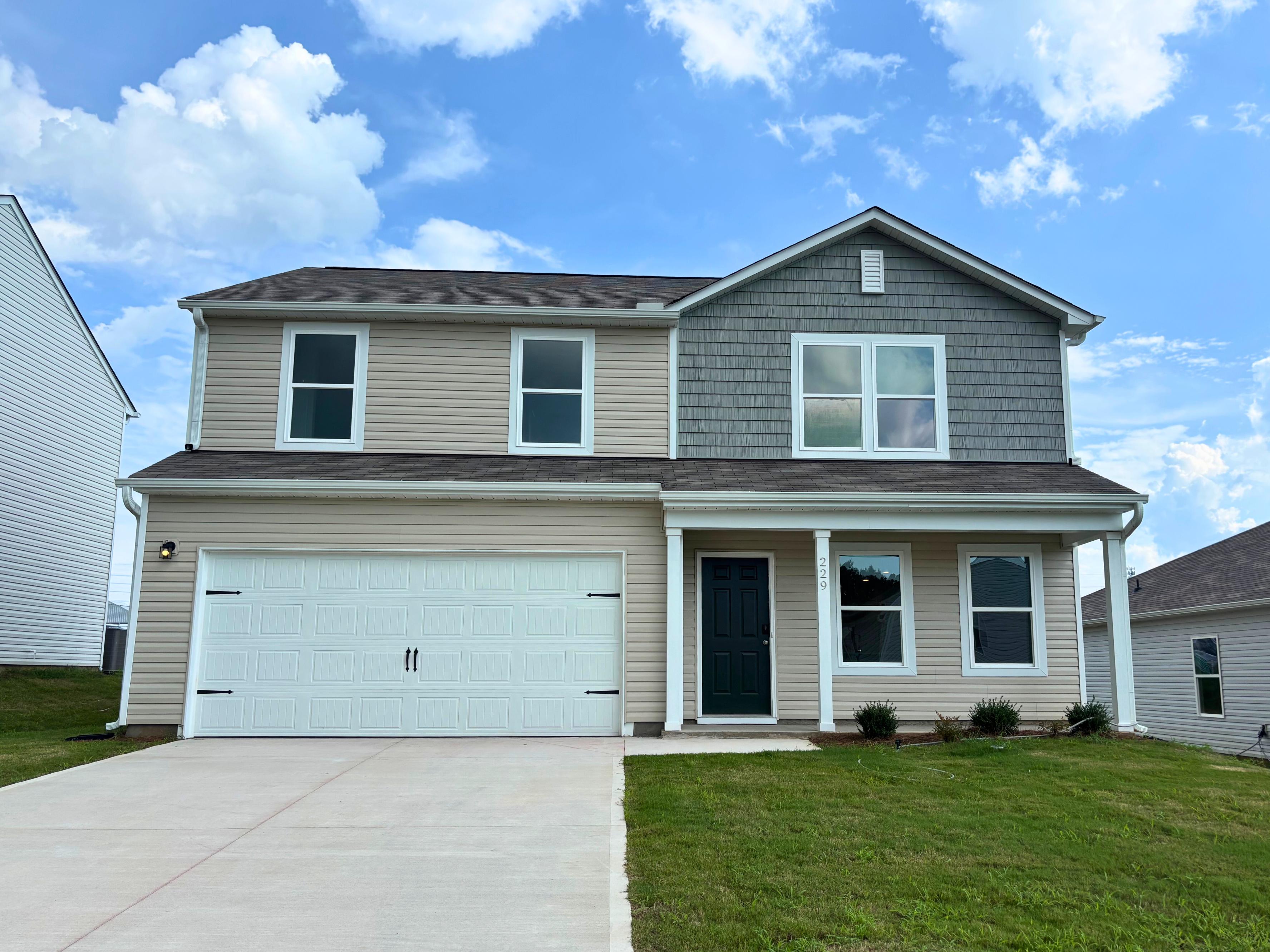 A house with a garage.