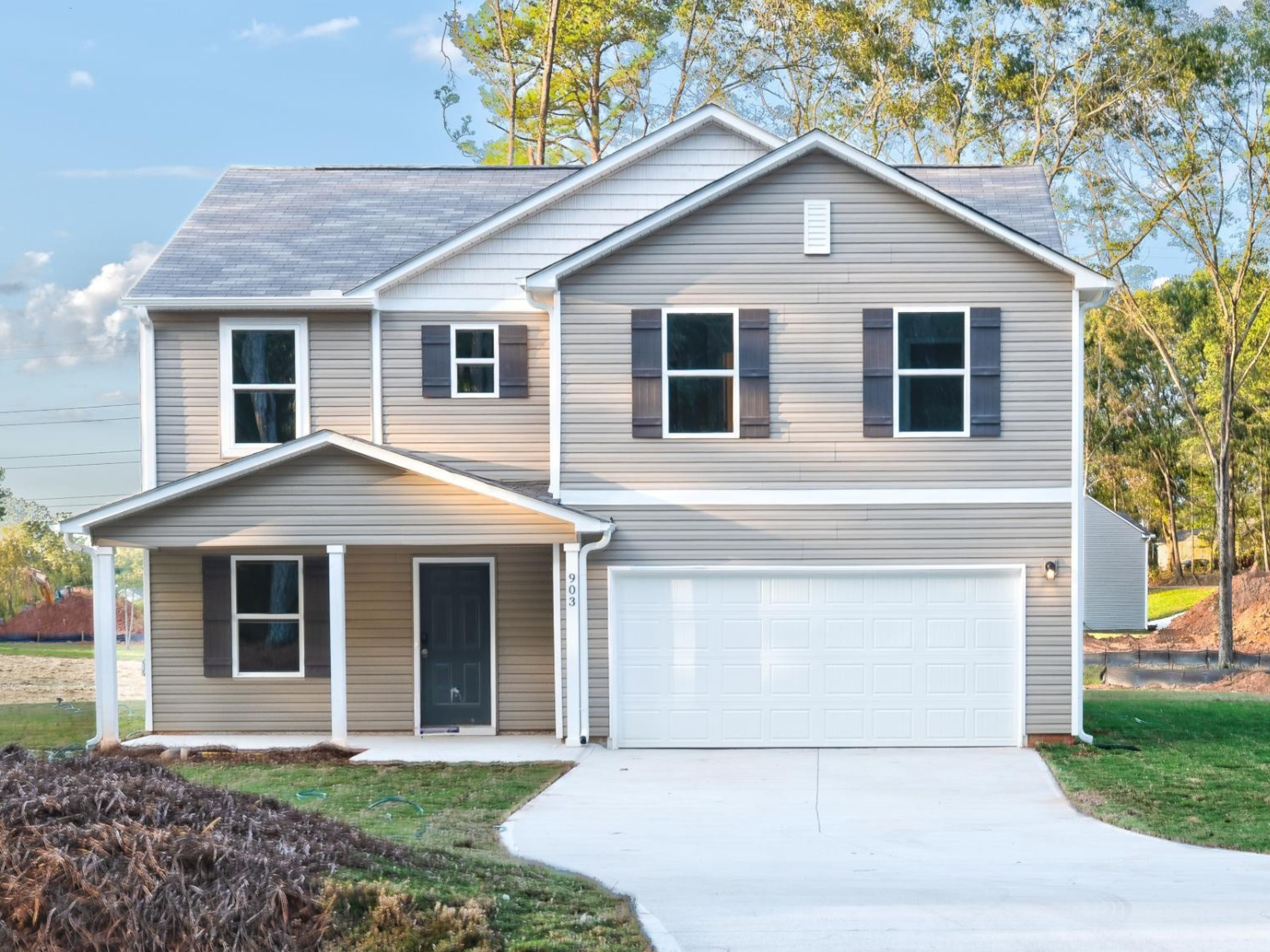 A house with a garage.